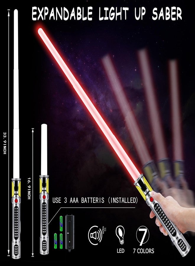 KEGOZ 7 Colors Changing Light Saber, Extendable FX Sound with Motion Sensor, Galaxy War Fighter Sword Toy for Kids, Halloween Xmas Birthday Present(2 Pack) - Image 3